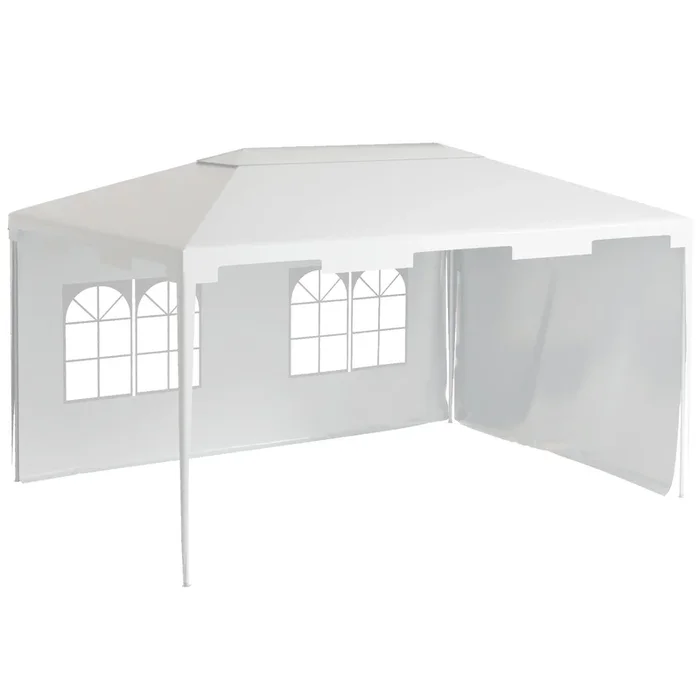 Garden Gazebo Marquee – 3x4m Outdoor Shelter with 2 Sidewalls, Perfect for Patio and Yard Events – Elegant White Party Tent