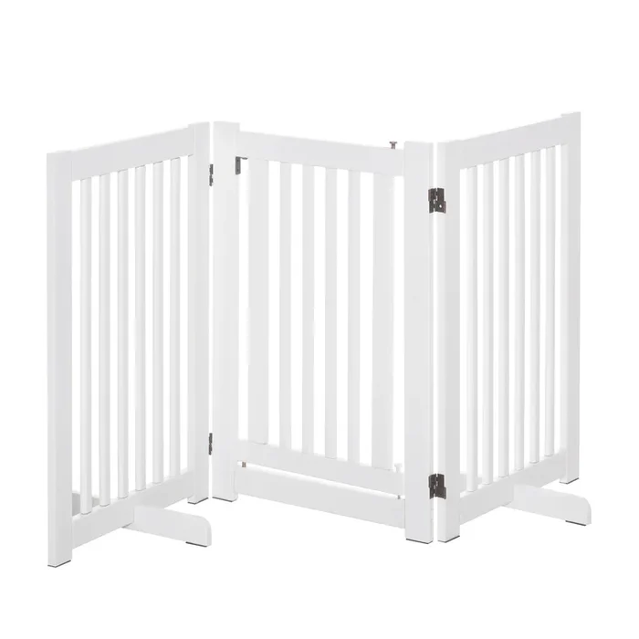 Gates MDF Freestanding Pet Gate – Expandable Wood Barrier with Latched Door for Dogs – Perfect for Doorways & Indoor Spaces
