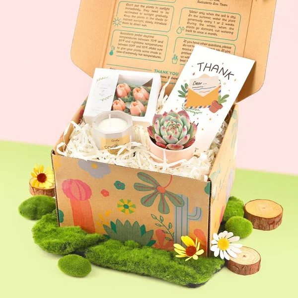 Gift Box – 1 Succulent, 1 Hand-made Soap and 1 Soy Candle