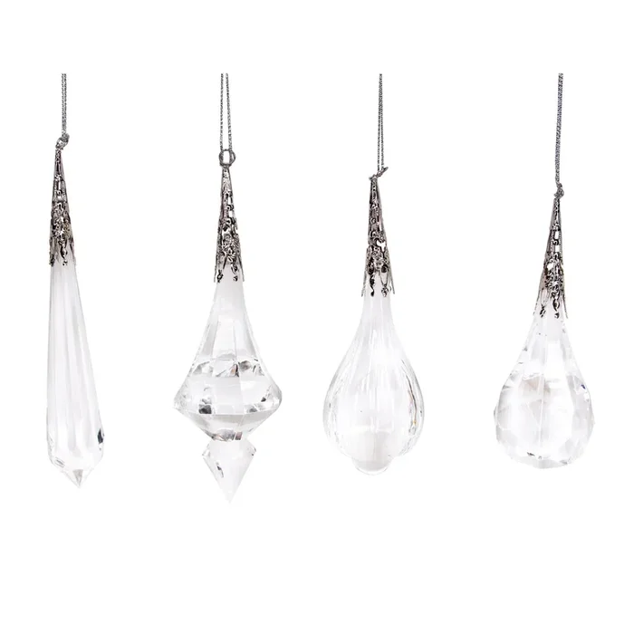 Gisela Graham – Acrylic 12cm Crystal Drop with Silver Filigree Top Decoration