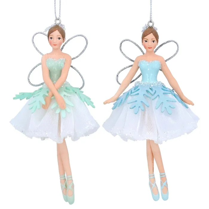 Gisela Graham – Blue or Green Fairy Christmas Tree Decoration / Bauble