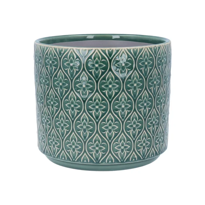 Gisela Graham – Green Trellis Flower Stoneware House Plant Pot Cover Medium