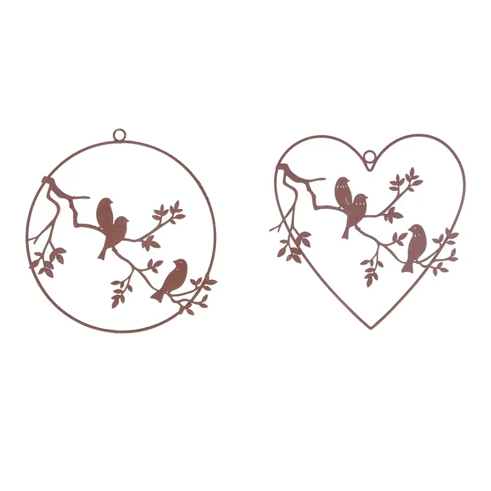 Gisela Graham – Metal Decoration 21cm – White Bird in Ring or Heart