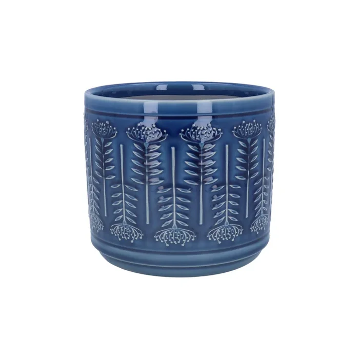 Gisela Graham – Navy Protea Stoneware House Plant Pot Cover 14cm