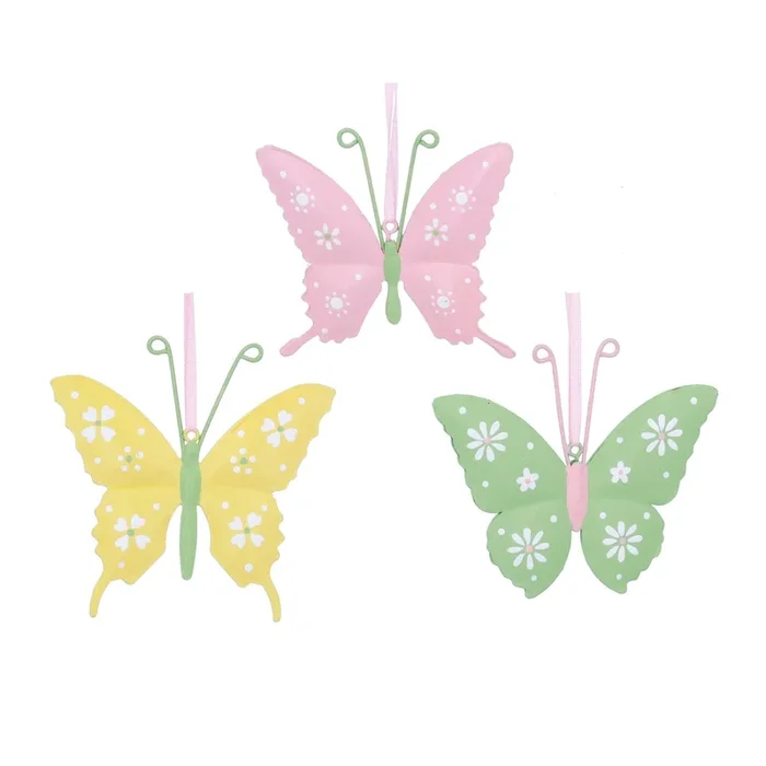 Gisela Graham – Pastel Tin Butterfly Hanging Decoration