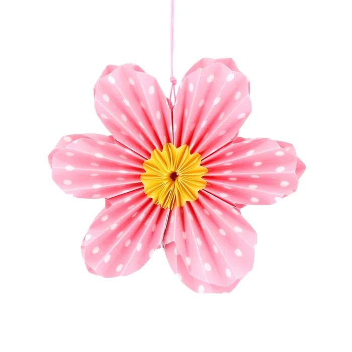 Gisela Graham – Pink Polka Dot Paper Flower Hanging Decoration