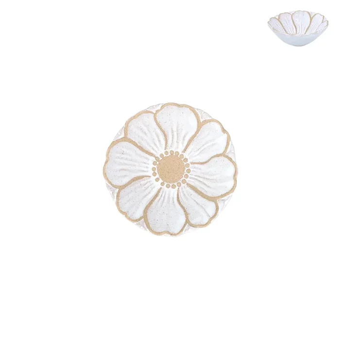 Gisela Graham – White Flower Stoneware Mini Bowl 12.5cm