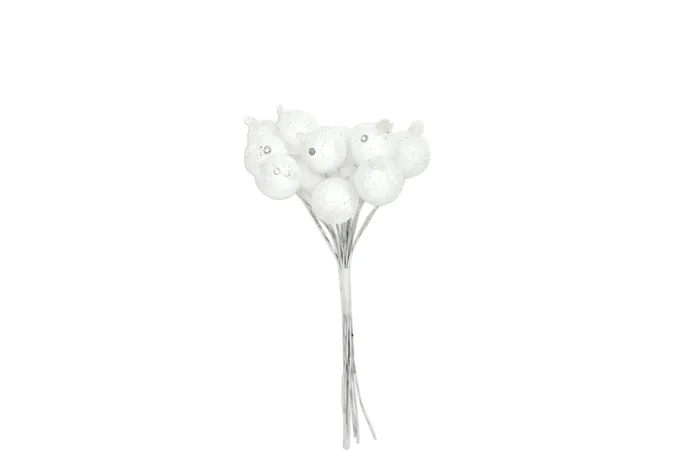 Gisela Graham – White Glitter Berry Pick Bunch – 12cm