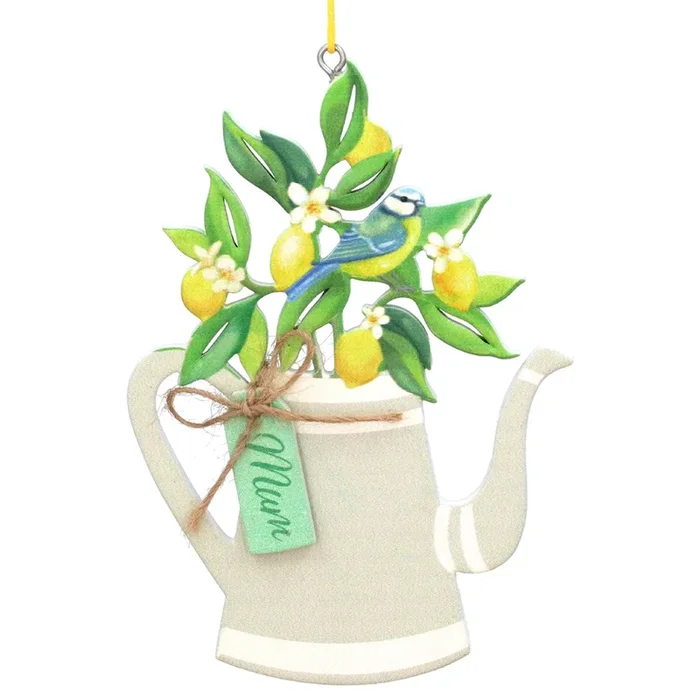 Gisela Graham – Wooden Lemon and Blue Tit in a Jug ‘Mum’ Hanging Decoration