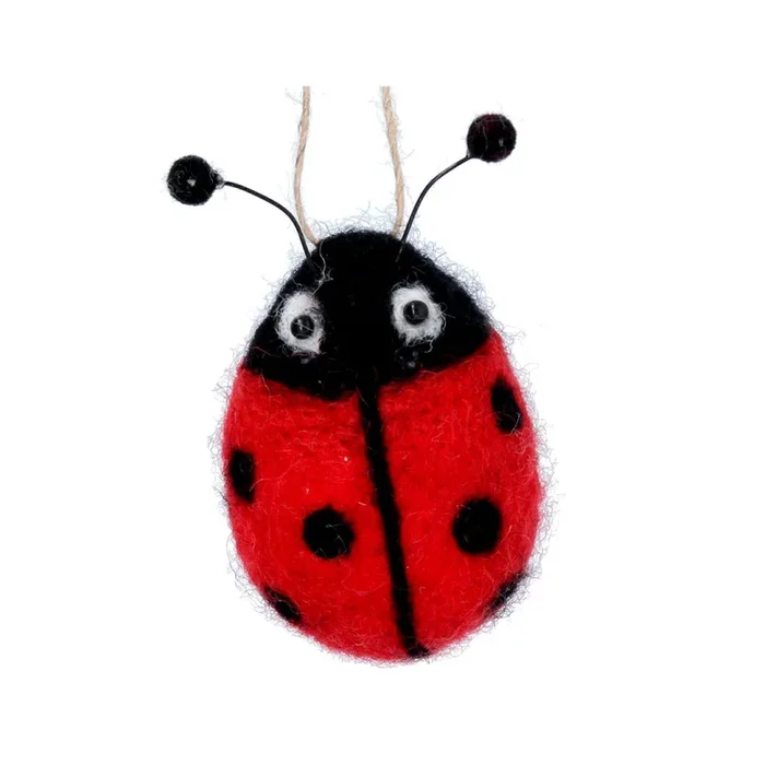 Gisela Graham – Wool Mix Hanging Ladybird Decoration
