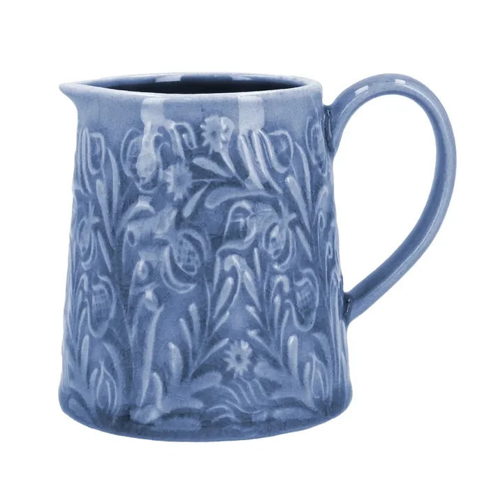 Gisela Graham Country Flowers Blue Stoneware Mini Jug