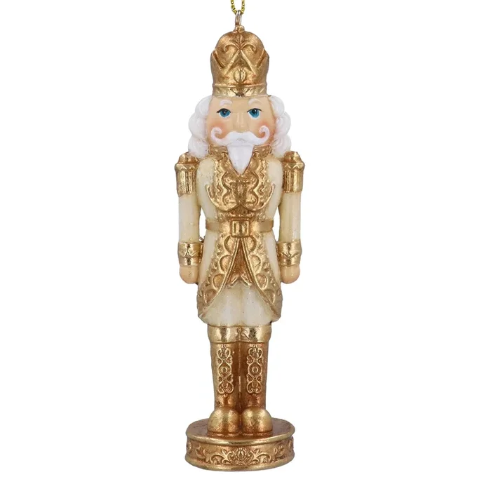 Gisela Graham Cream & Champagne Gold Nutcracker Bauble – 12cm