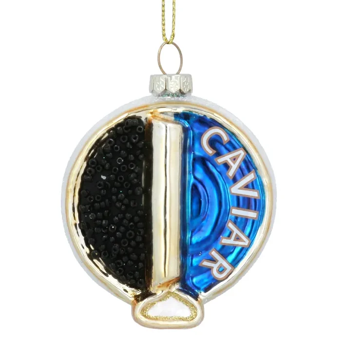 Gisela Graham Glass Tin of Caviar Christmas Bauble 7cm