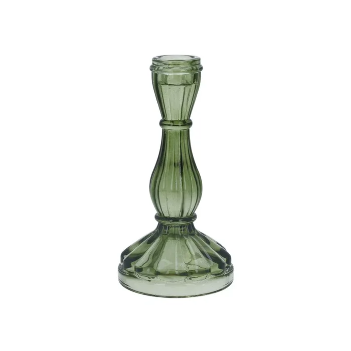 Gisela Graham Green Hourglass Candlestick Small