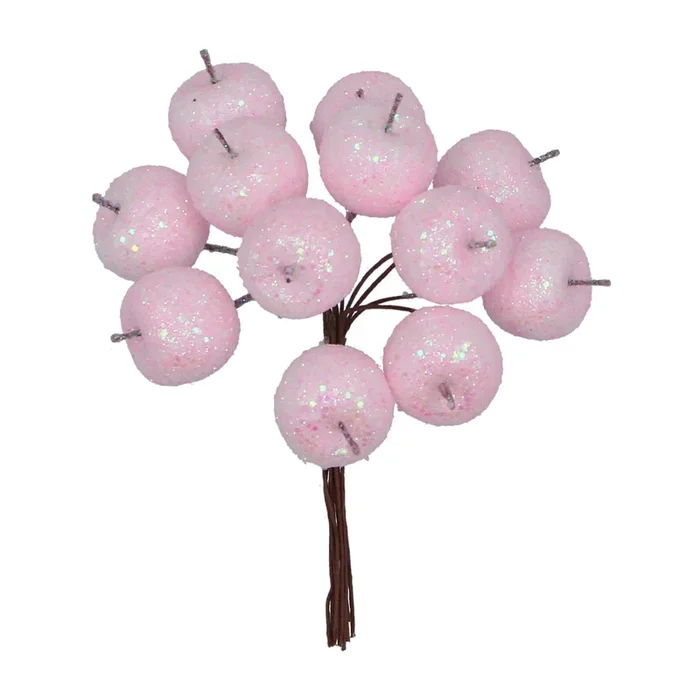 Gisela Graham Pink Sparkling Berry Bunch Pick 11cm