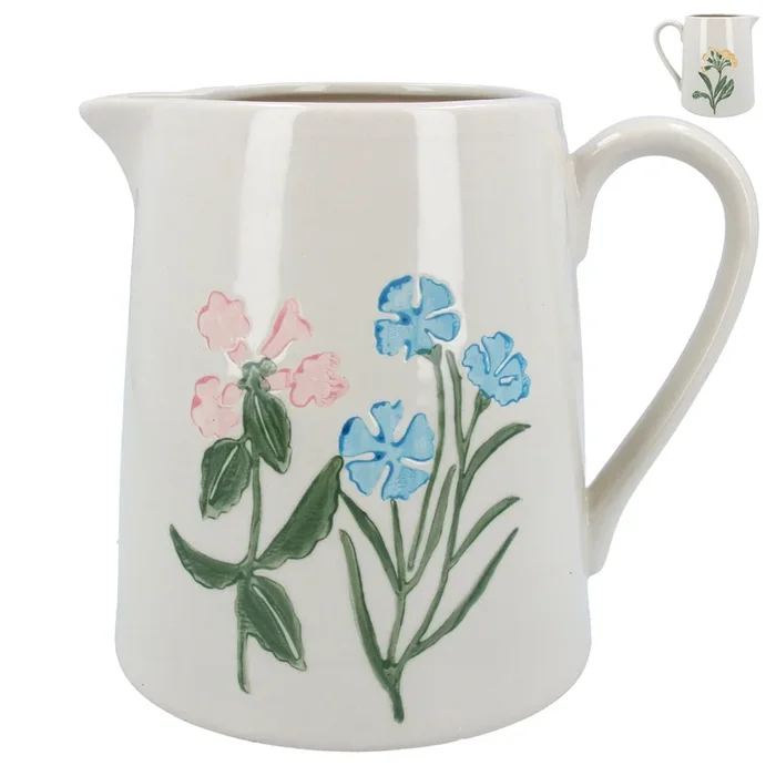 Gisela Graham Primavera Floral Stoneware Pitcher Jug – 18cm