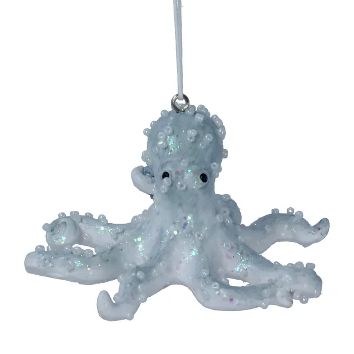 Gisela Graham Resin Pale Blue Octopus Christmas Bauble