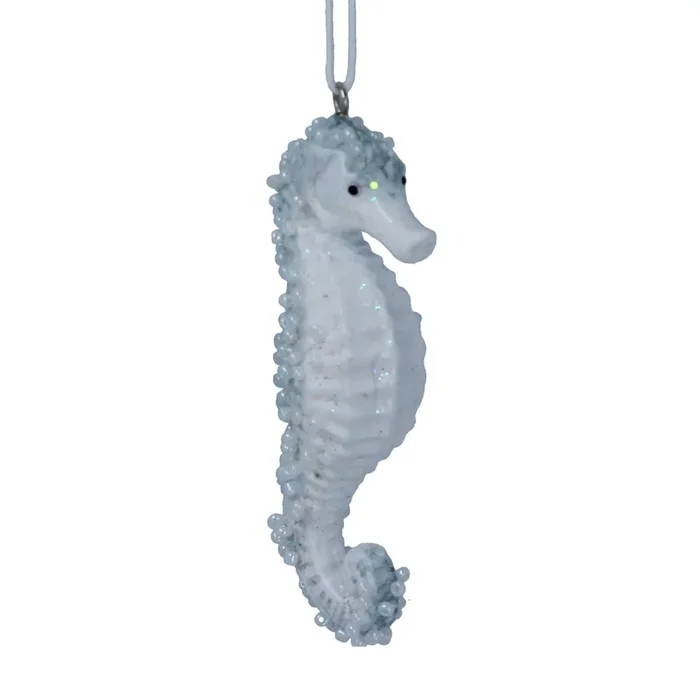 Gisela Graham Resin Pale Blue Seahorse Christmas Bauble