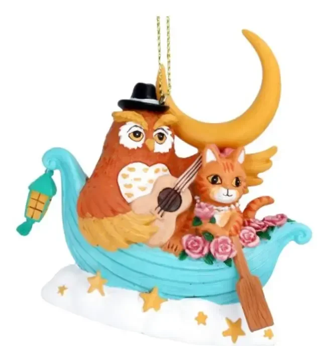 Gisela Graham Resin The Owl & The Pussycat Tree Decoration