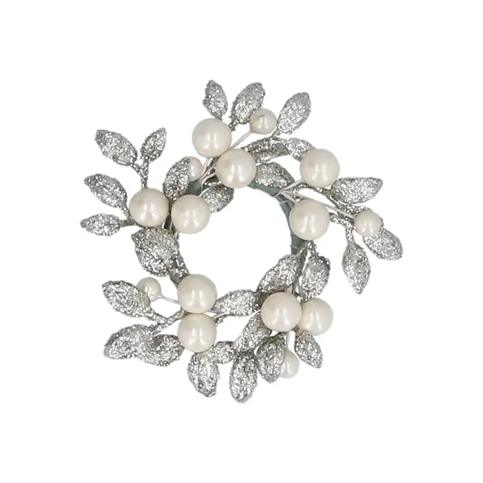 Gisela Graham Small Champagne Glitter & Pearl Candle Ring