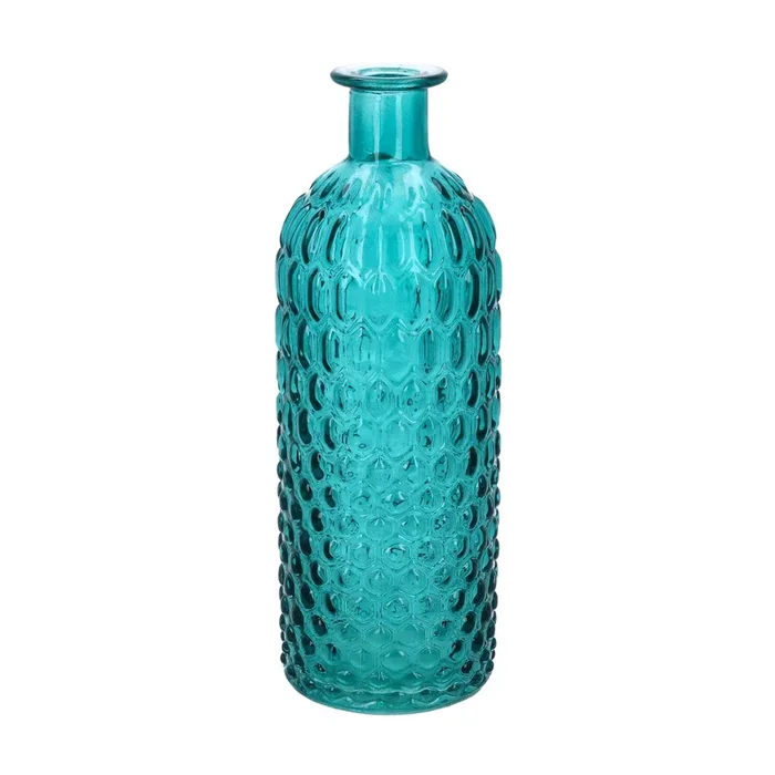 Gisela Graham Teal Honeycomb Glass Vase 20cm