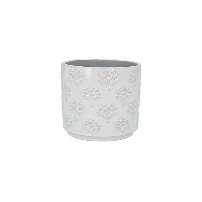 Gisela Graham White Artichoke Stoneware Small House Plant Pot Cover