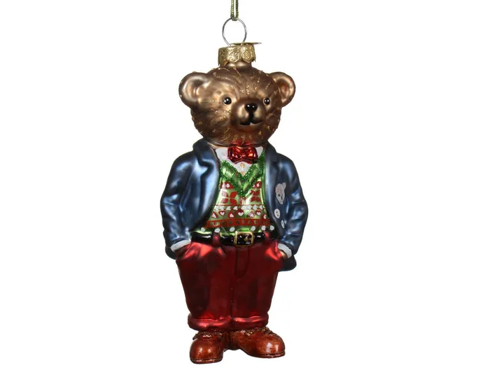 Glass Bear Hanging Christmas Bauble