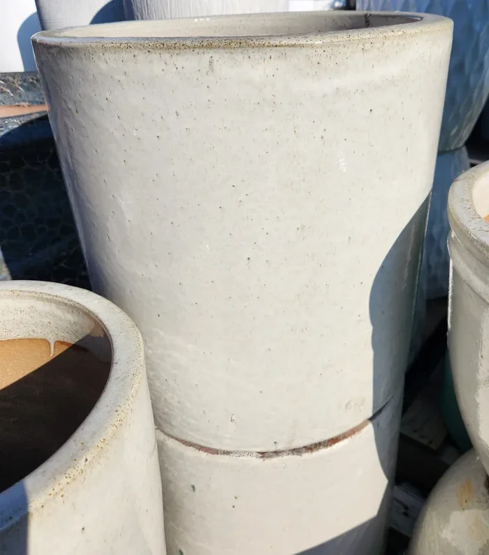Glazed Cylinder White L 40x40cm