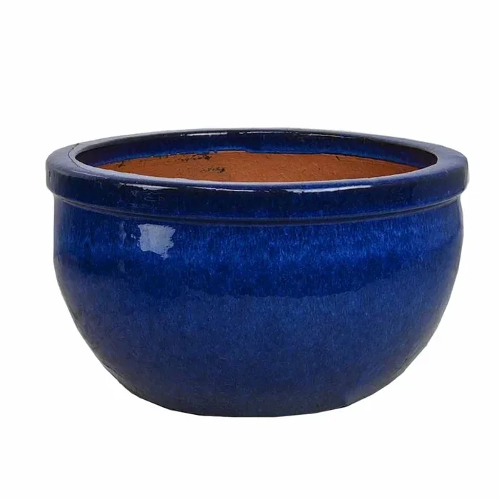 Glazed Flat-Rim Bowl Blue M 26x15cm