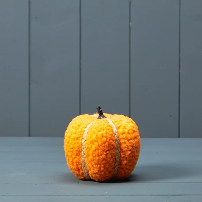 Halloween Light Orange Fabric Pumpkin Decoration – 10cm