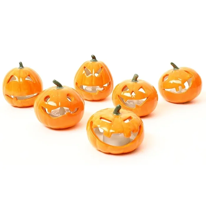 Halloween Pumpkin Tealight with Battery Candle – Individual