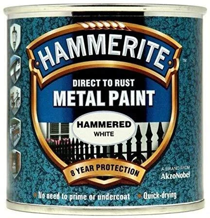 Hammerite Metal Paint: Hammered White 250ml