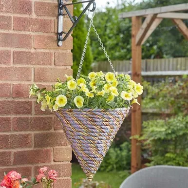 Hanging Basket Gala Faux Rattan Cone 14″