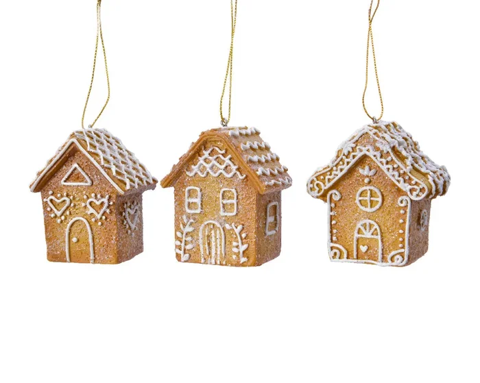 Hanging Iced Gingerbread House Christmas Tree Decoration / Bauble