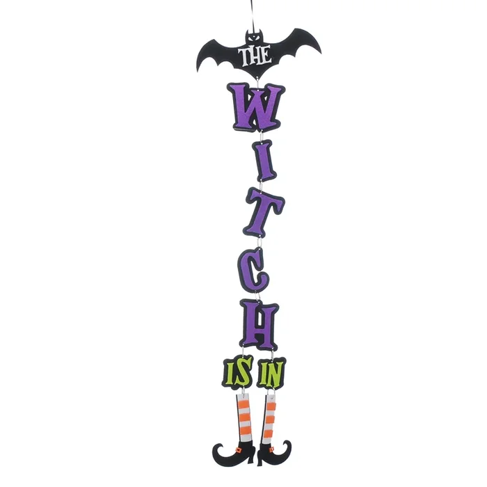 Hanging Purple Halloween Witch sign – 90cm