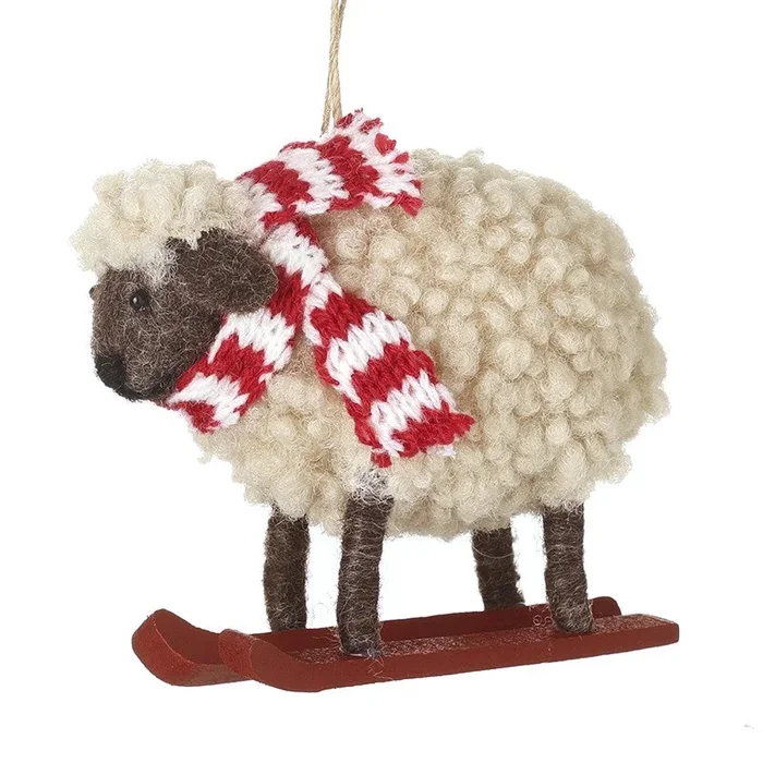 Hanging Sheep On Skis Bauble