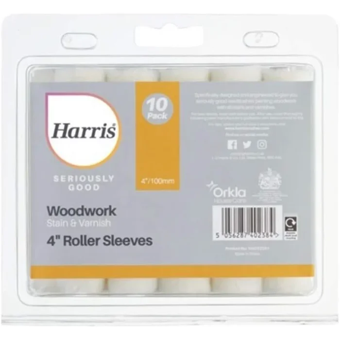 Harris Seriously Good Woodwork Stain & Varnish 4″ Roller Sleeves 10 Pack