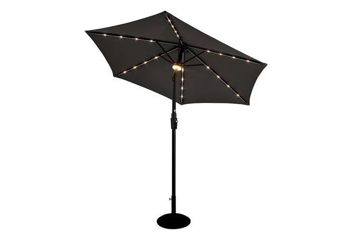 Hartman – Elite 2.5m Round Dark Grey Parasol with Solar LED Lights