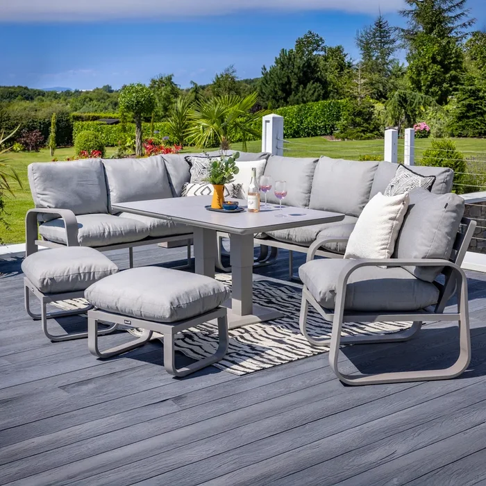 Hartman – Halo Large Rectangular Casual Dining Set with Height Adjustable Table & Cloud Cushions