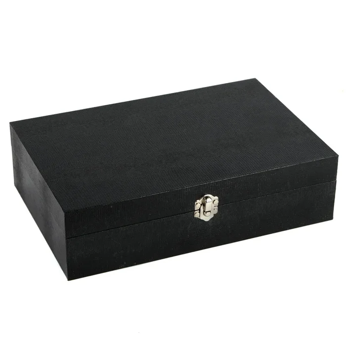 Harvey Makin Gents Black Textured Design Leather 12 Compartment Watch Case Storage Box