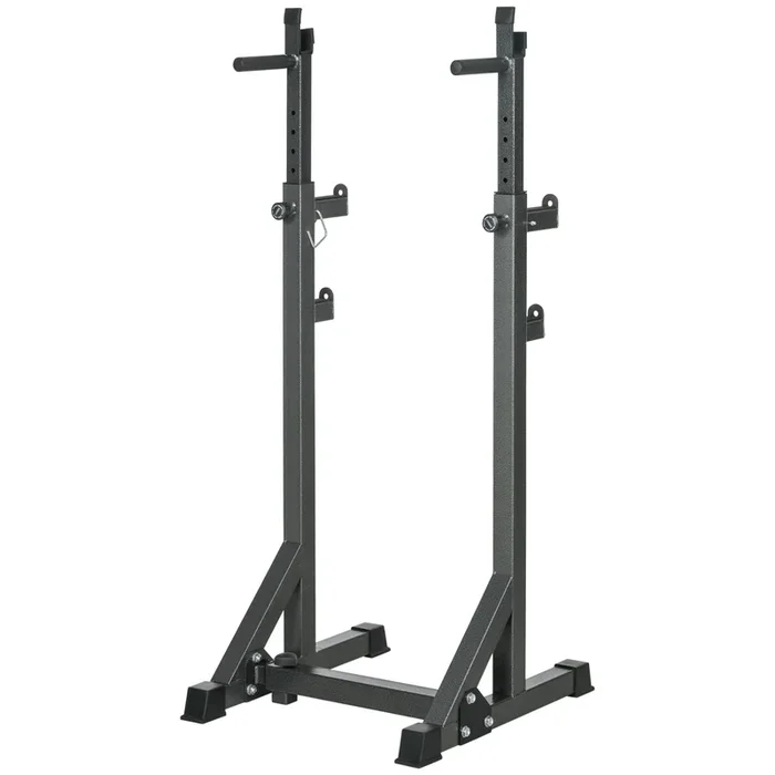 Heavy Duty Adjustable Barbell Rack – Squat & Dip Station Power Stand with Multifunctional Weight Lifting Capabilities – Ideal for Home Gym Strength Training