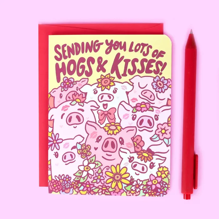 Hogs And Kisses Love Card