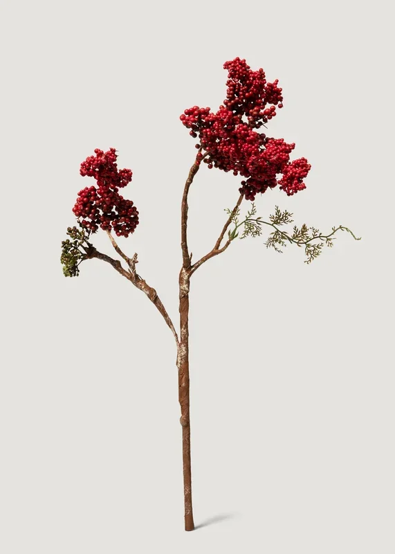 Holiday Red Artificial Berries Pick – 18″