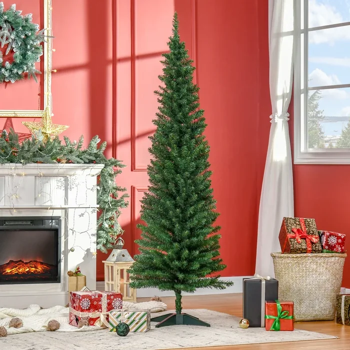 HOMCOM 1.8m Artificial Christmas Tree Pine Tree withPlastic Stand-Green