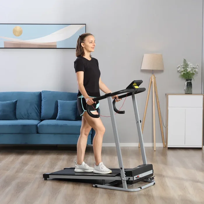 HOMCOM 10km/h Unisex Electric Treadmill, Folding Indoor Cardio Treadmill, 1.25HP Motorised Running Jogging Walking Machine, with 3 Programs, LCD Monitor