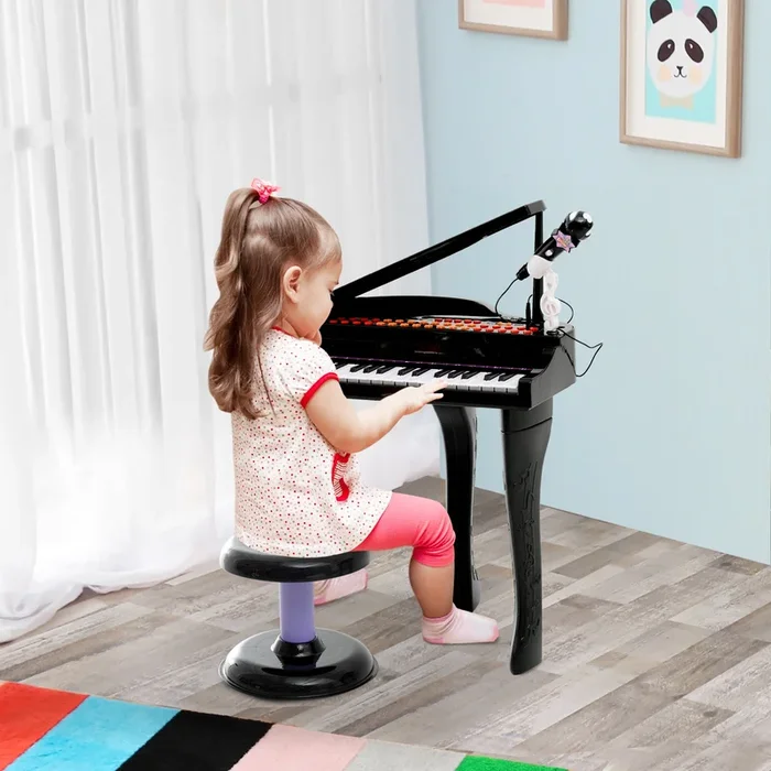 HOMCOM Mini Electronic Piano withStool-Black