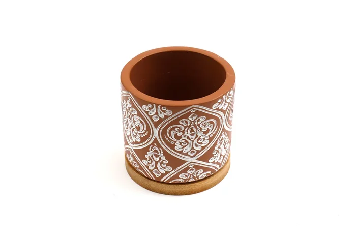 House Plant Planter with Bamboo Base – 7.5cm