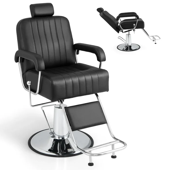 Hydraulic Salon Barber Chair – Adjustable Headrest Feature for Custom Comfort – Ideal for Professional Hairdressers and Beauticians