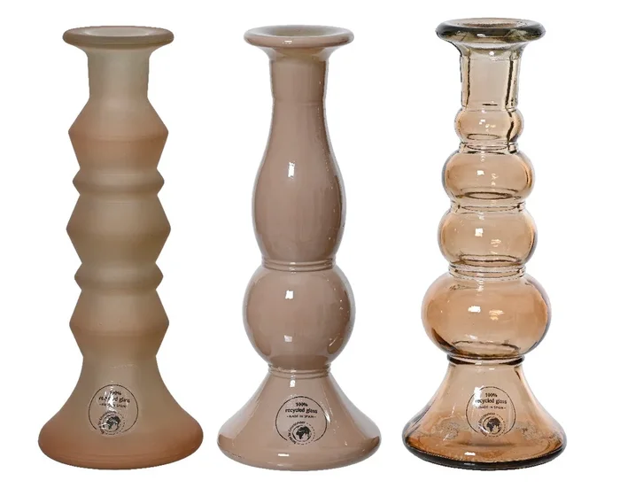 Individual Neutral Recycled Glass Candleholder