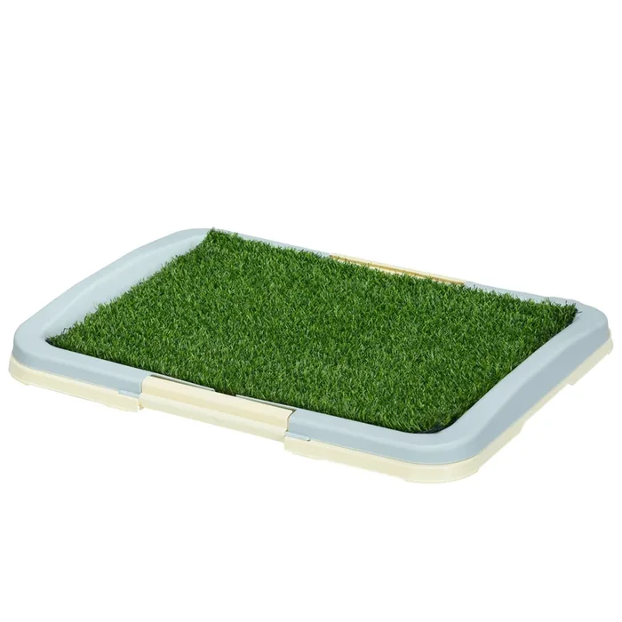 Indoor Puppy Potty Trainer – Artificial Grass Mat with Grid Panel and Leakproof Tray, 63 x 48.5 cm – Ideal for Housebreaking and Small Dogs